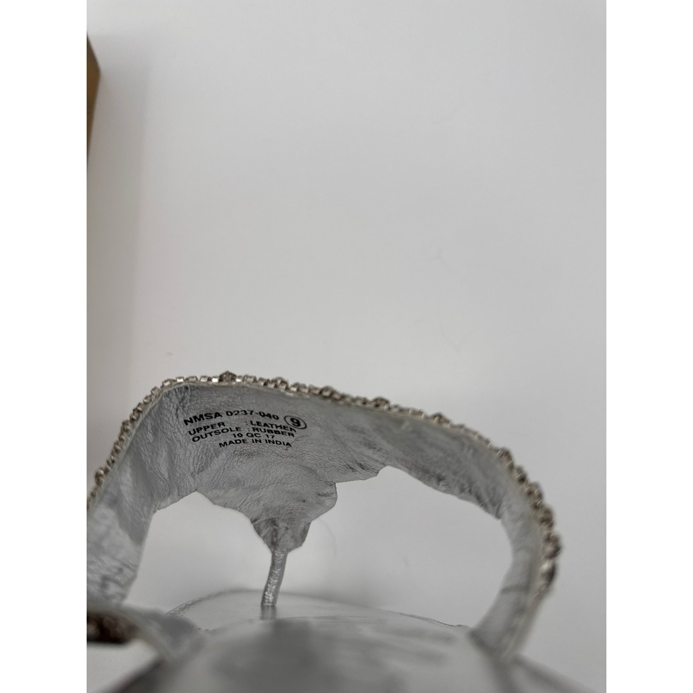 Naughty Monkey Loving U Silver Embellished Rhinestone Thong Sandals 9 - Picture 9 of 9
